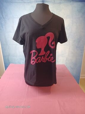 Barbie Black Tee with Hot Pink Logo